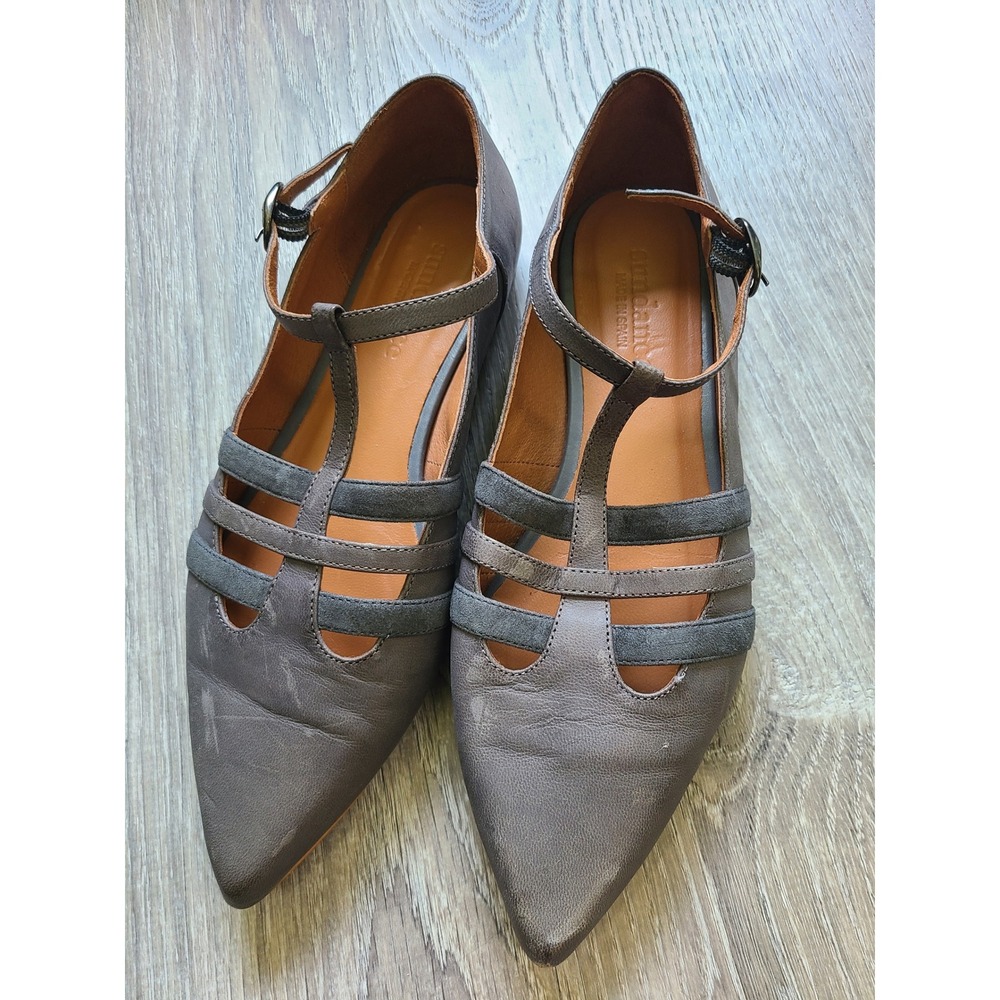 Sundance Sz 39‎ Metropolita Flats Gray Leather Pointed Toe Cottagecore Fairycore